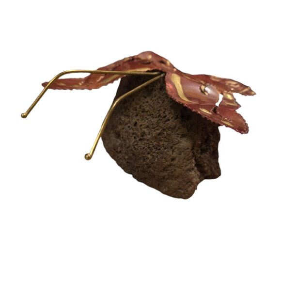 Metal Butterfly Sculpture Lava Rock Home Decor Art Vintage Mid Century Figurine - Picture 12 of 16